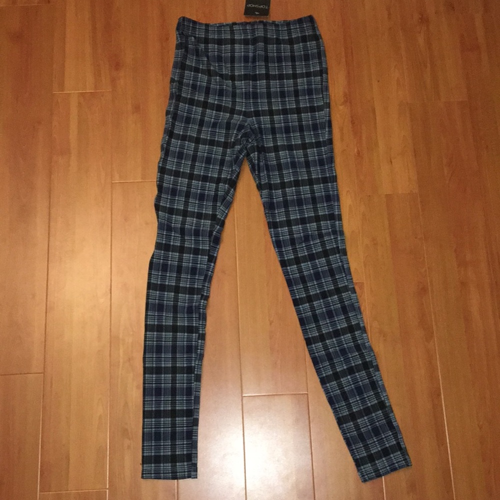 topshop blue plaid leggings